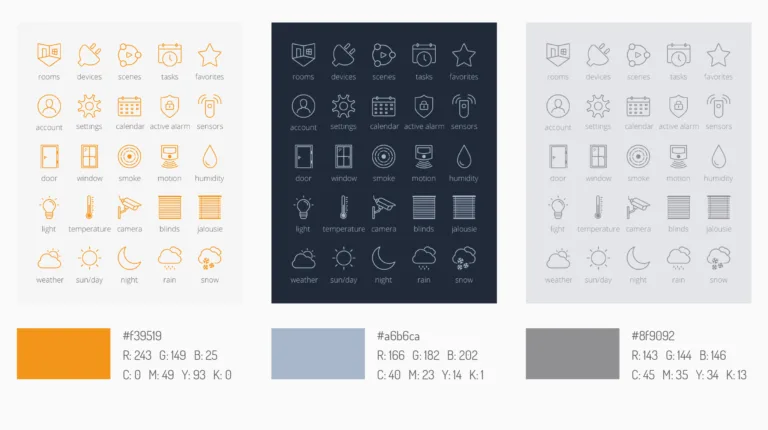 Icon Set Design Beispiel - plastic-hand / Sanan Jafan im Auftrag von mediola